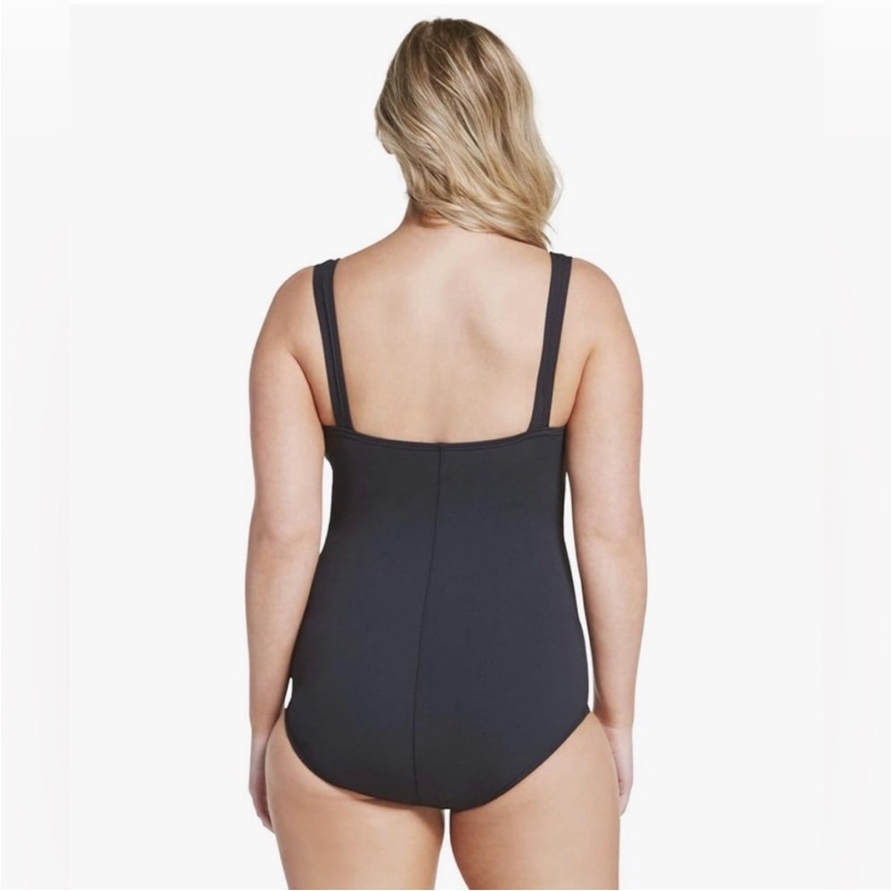 Speedo Endurance Black Shirred Women's Swimsuit Plus Size 24W - Picture 2 of 16